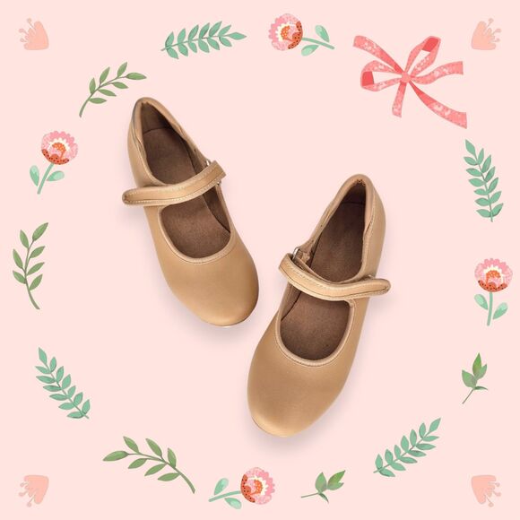 Girl's Tap Shoes Easy Strap Brown Size 2.5 Little Kid - Picture 1 of 9